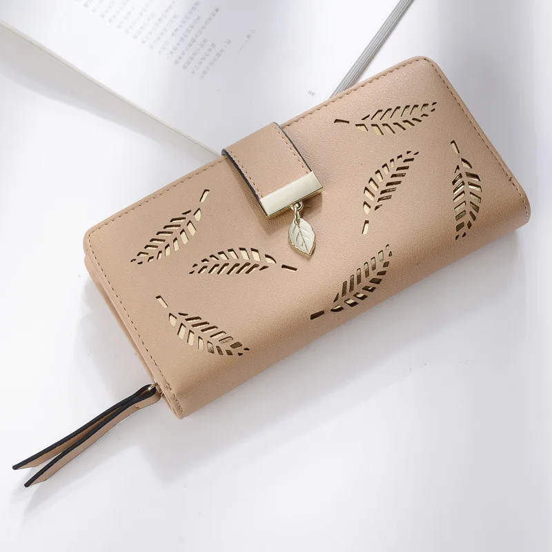 

QINRANGUIO Card Holder Women Wallets Hollow Out Purse Women 2018 Fashion Leather Wallet Clutch Women Coin Purse Long Slim Wallet