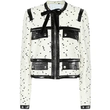 Весна/осень Роскошная Новая модная подиумная Дизайнерская куртка женская куртка из искусственной кожи с отделкой букле