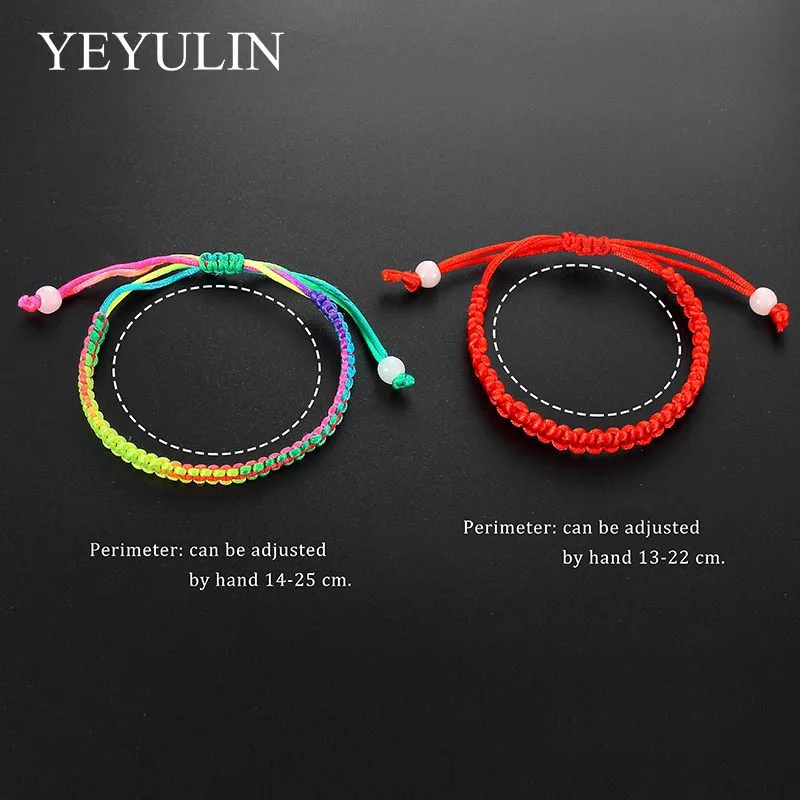 

Handmade Braided Rope Bracelets Red colorful Thread Lucky Bead Charm Bracelets Mix Color Bracelets For Women Jewelry Gift