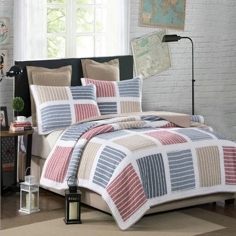 Pastorals хлопок американский Цветочный вышивка синий лоскутное стеганое одеяло QUITLS KING размер двойная кровать покрывало - Цвет: Розовый