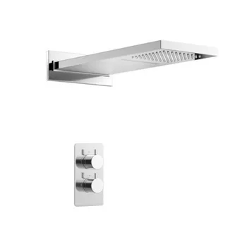

doccia Modern Dual Function Waterfall Mixer Shower Head Thermostatic Chrome Valve Set