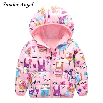 

Sundae Angel Jacket for girls Long Sleeve Hooded Kids Baby boys Down Parkas Thick Graffiti Outerwear Coats Children's Clothing