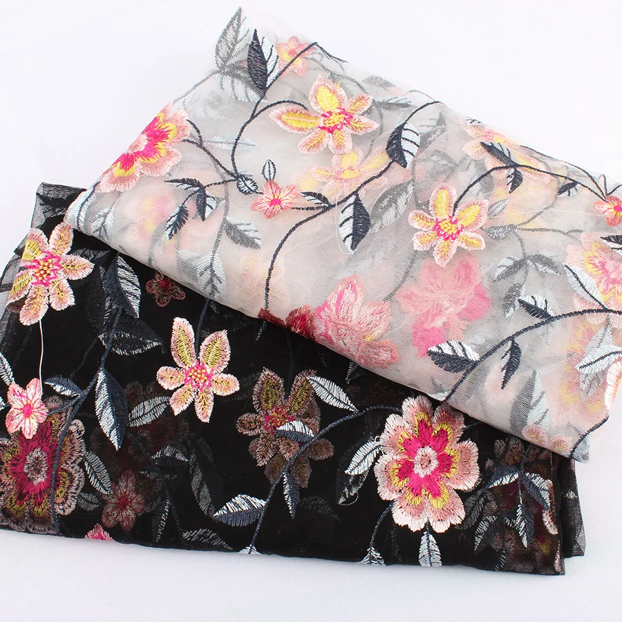 Мода цветок вышитые чистая пряжа ткани Африканский Свадьба Тюль Цветочный кружевной ткани Diy Craft пэчворк на дворе