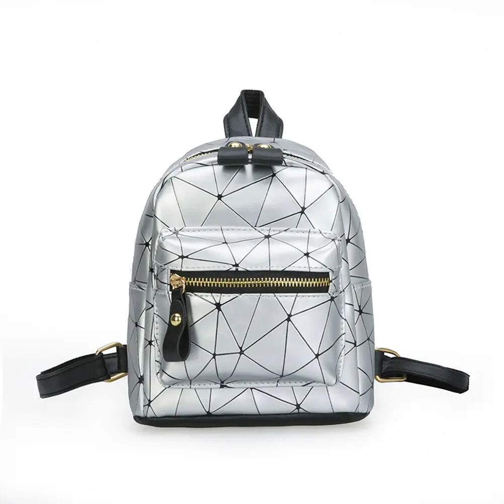 

2019 New Hot Fashion Style Women Portable PU Leather Mini Backpack Girls Zipper Geometry Pattern Small Backpack
