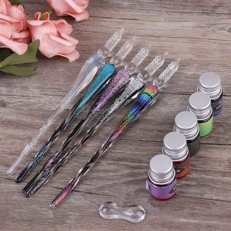 Crystal Starry Sky Glass Ink Pen Glass Dip Pen For Writing Fountain Pen