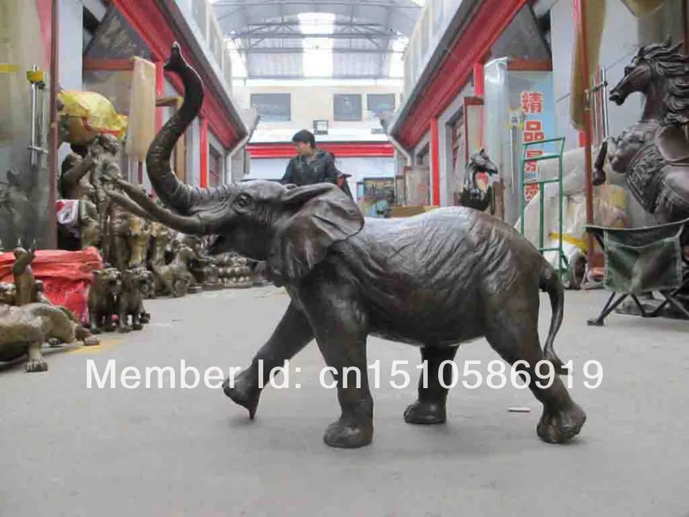 

22"Chinese Art Bronze sculpture Proboscidea Elephant King of forest Statue