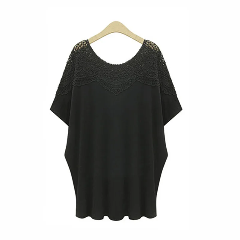 Женская хлопковая футболка большие размеры 5xl camisas femininas лето 2018 кружевная