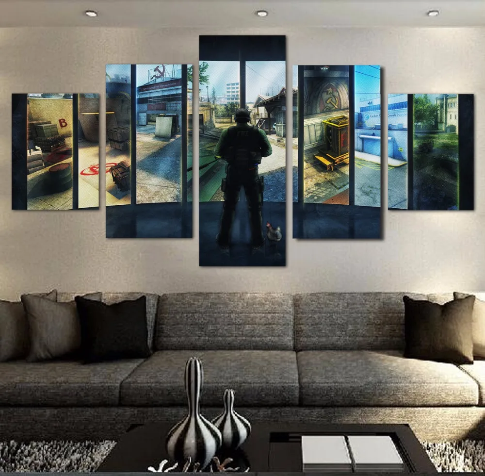 5 Pieces Hd Art Contre La Greve Jeu Moderne Pour La Decoration De