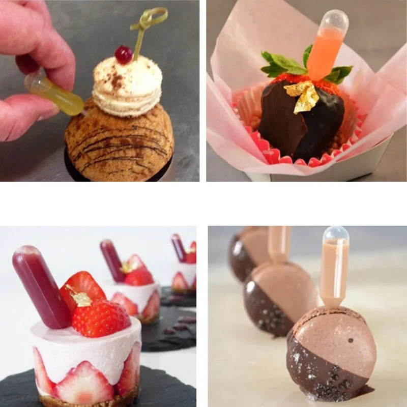 

50pcs/pack 4ml Ice Cream Jelly Milkshake Droppers Pipette Straw Disposable Straw Cupcake Mousse Macaron Baking Tools