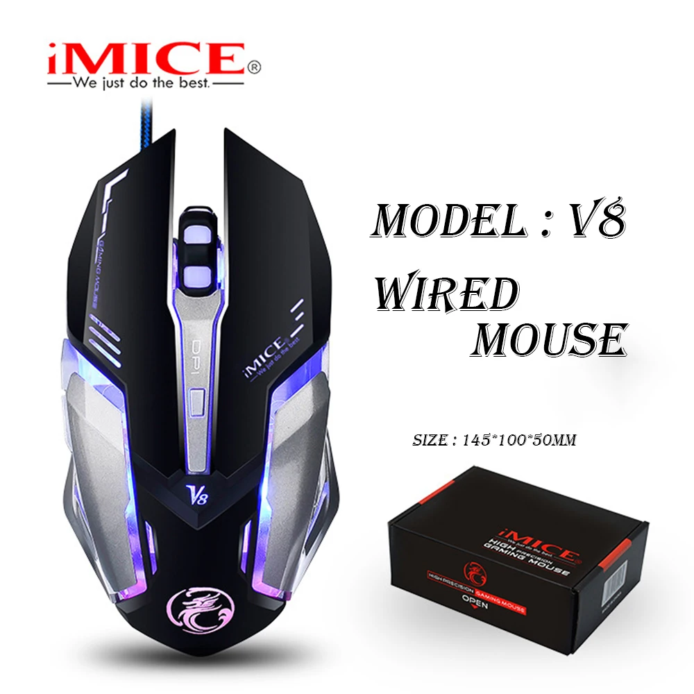 Проводная игровая мышь iMICE V8 6 кнопок оптическая компьютерная 1000/1500/2500/4000 DPI