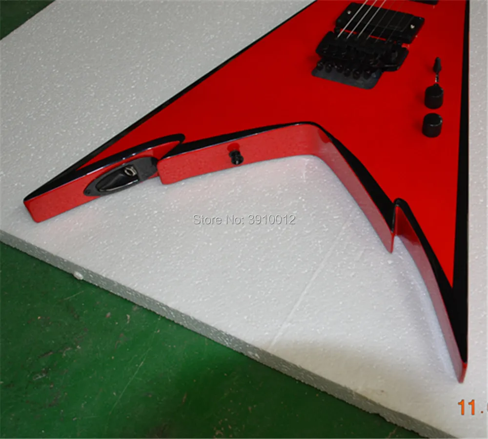 High quality Jackson PDX-2 Demmelition King Flying V Red Electric Guitar  EMG Pickups Floyd Rose Tremolo