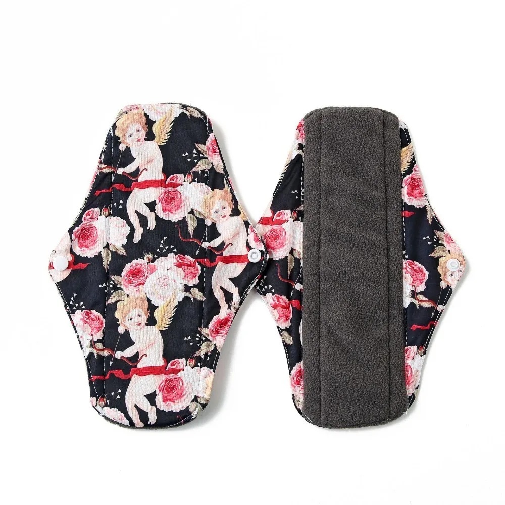 

2019 bamboo charcoal fleece inner cloth menstrual pads for regular flow, women reusable napkin pads 11