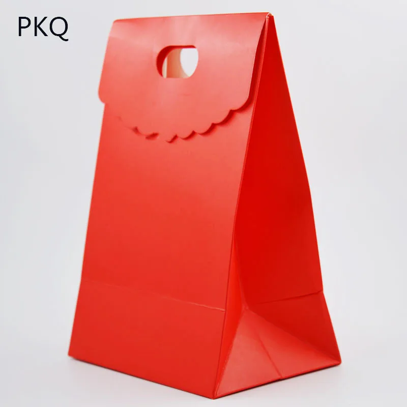 Download 10pcs Red Color Gift Paper Bag With Handles , New Year Christmas Gift Bags Packaging For ...