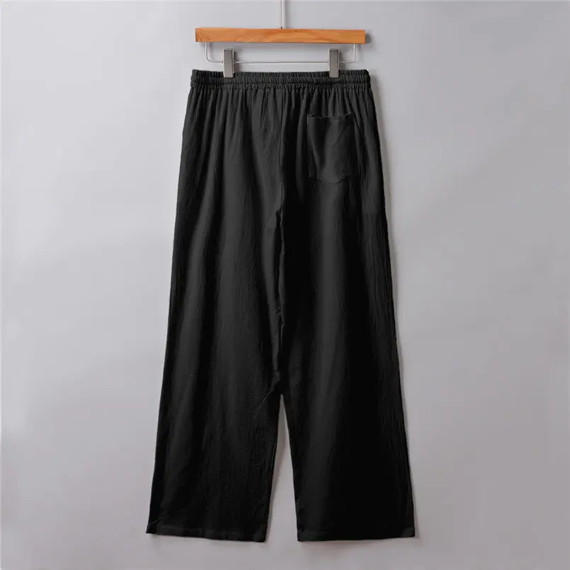 New Men Summer Fashion Trousers Linen Style Loose Casual Breathable Outdoor Solid Pants Sportswear Casual Straight Pants #4R06 (14)