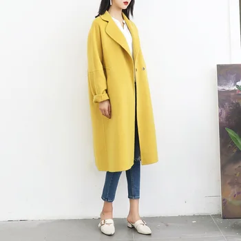 

Plus Size Coat For Women 2019 New Double-sided Wool Overcoat Female 100% Woolen Wide-waist long Cocoon Wool Overcoat Cashmere