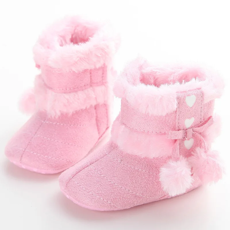 Подъем молодых зимние Бархатные Теплые ботинки для маленьких девочек модные пушистика однотонные Нескользящие Для мальчиков ясельного
