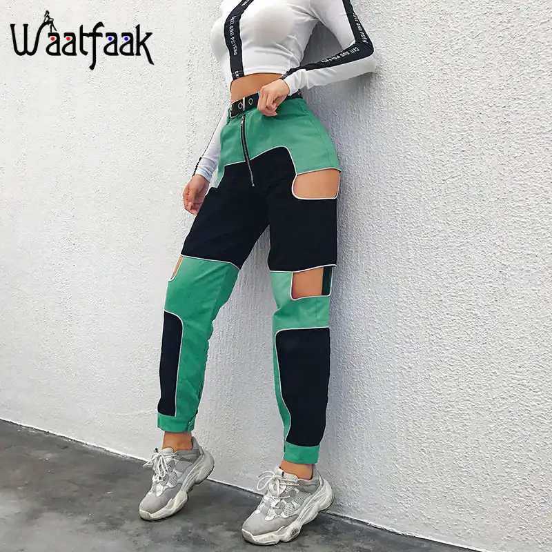 black high waisted cargo trousers