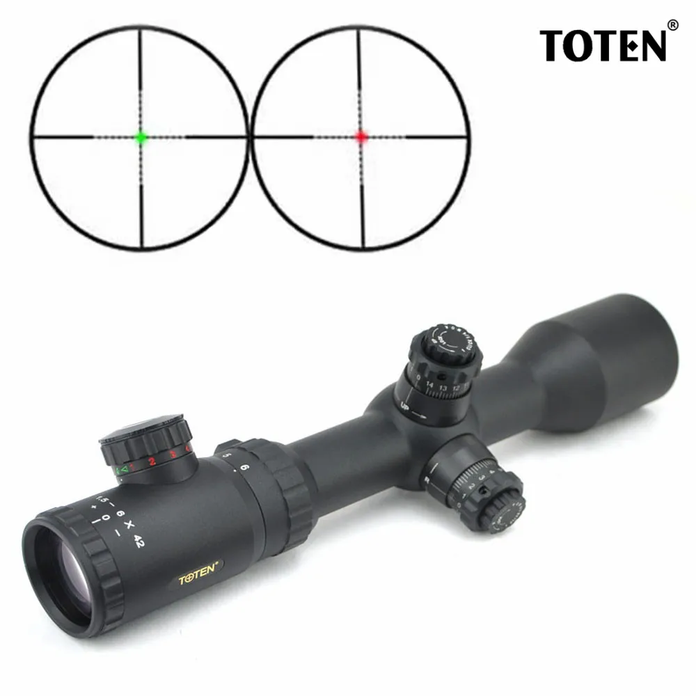 TOTEN Hunting Scopes 1.5 6x42 Riflescope Mil Dot 30mm IR Tactical