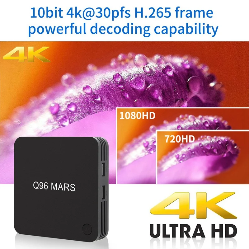 Q96 Mars Android 7,1 Tv Box S905L четырехъядерный 1/8Gb 4K Vp9 H.265 Dlna Hd2.0 3D игровой Смарт ТВ медиа-оборудование Us Plug