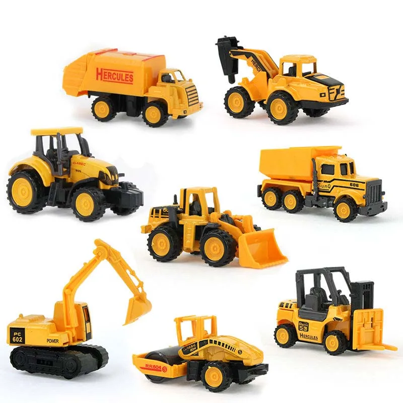 Mini Alloy Engineering Car Model Metal Tractor Dump Truck Toys Set for Boys Kids Classic Toy