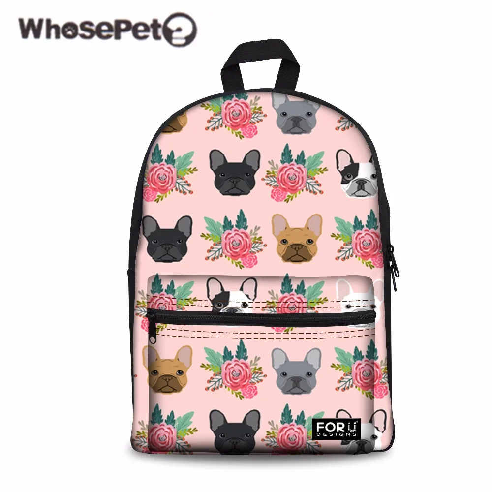 

WHOSEPET Fashion Backpacks Women Casual Shoulder Daypack for Girls Fench Bulldog Printing School Backpack Feminine Laptop Bolsa