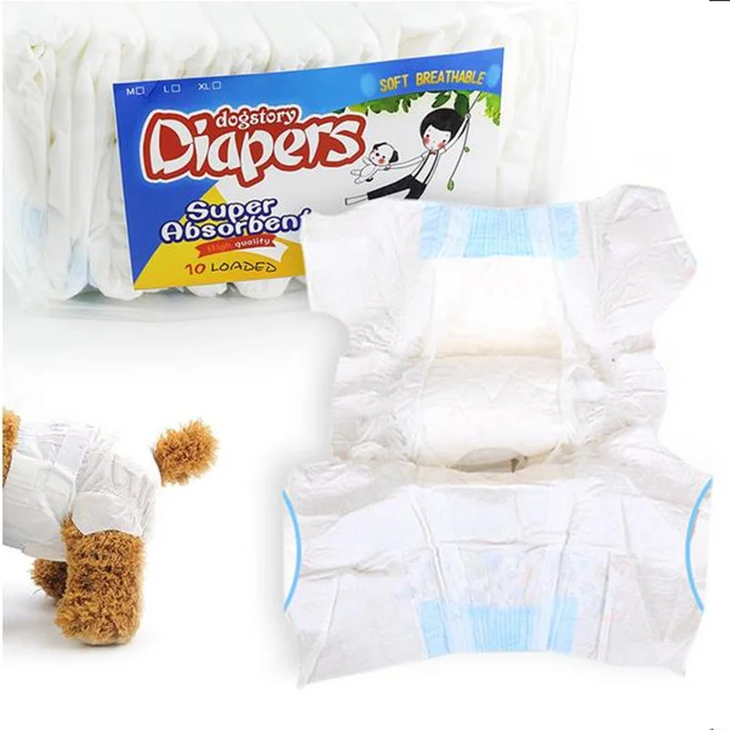 10 шт. супер-Абсорбирующие подгузники для домашних животных сухие и дышащие собачьи штаны для здоровья физиологические брюки