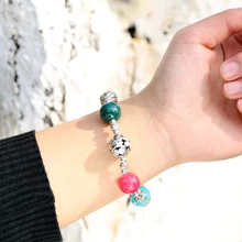 Натуральные камни и серебряный шар Шарм 1 шт. браслеты с 5 цветными бусинами шар мужские браслеты женские обертывания ювелирные изделия аксессуары