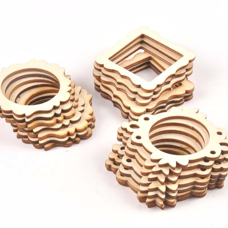 Lot De 50 Tranches De Bois De Forme Carrée Pour Scrapbooking