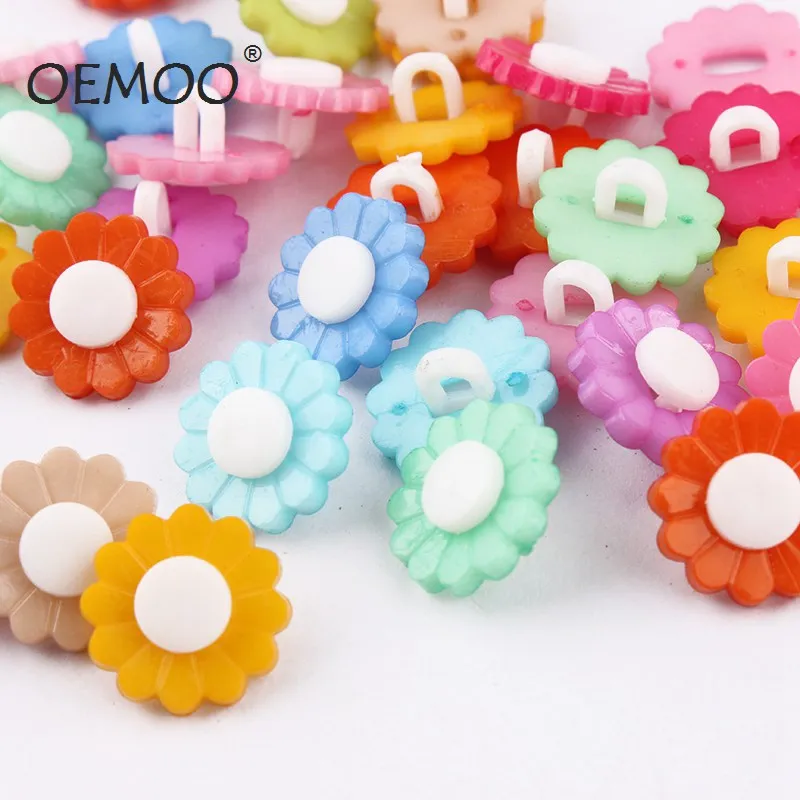 100pcs round plastic Sun Flower 15mm Buttons Mixed Painted crafts child cartoon button | Дом и сад