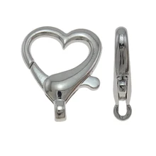 25 шт./лот, дизайн в виде сердца, серебряный тон, застежка-карабин, зажимы для ключей, разъемное кольцо для ключей, застежки для брелков, изготовление 22x26x5 мм