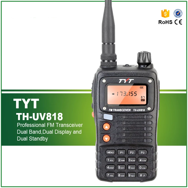 100% оригинальная TYT TH UV818 Walkie Talkie 5W VHF + UHF 128 функция памяти двухдиапазонный дисплей