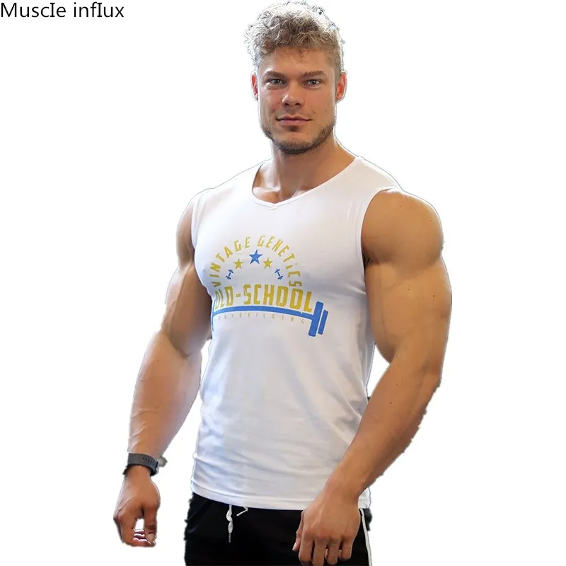 

2019 Men Brand Gyms Sleeveless bodybuilding Tank Tops Men's Summer gyms Fitness Casual O-neck Men Tank Tops