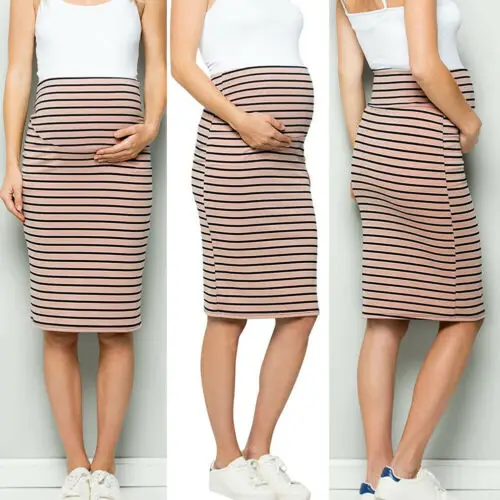 Hot Pregnant Women Stripe Fitness Skirts Maternity Slim