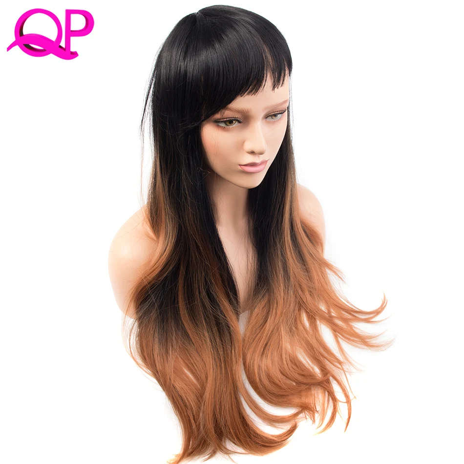 Qphair 2" 270 г Длинные Синтетические волосы парик Регулируемый эффектом деграде(переход от темного к серый локоны тело парики для Для женщин Косплэй термостойкие 1 шт