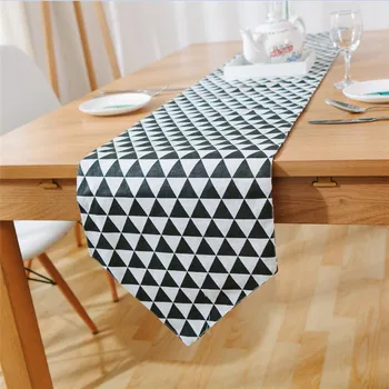 

Vintage Geometry Plaid Pattern Table Runner 30x180 CM Linen Cotton Dining Black And White Table Flag Home Wedding Decoration