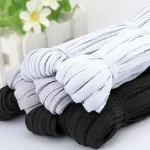 Elástico de borracha para costura, faixa elástica de borracha preta e branca em poliéster com 10 metros 3/6/9/10/12mm cabo para máscaras acessórios de costura de roupa