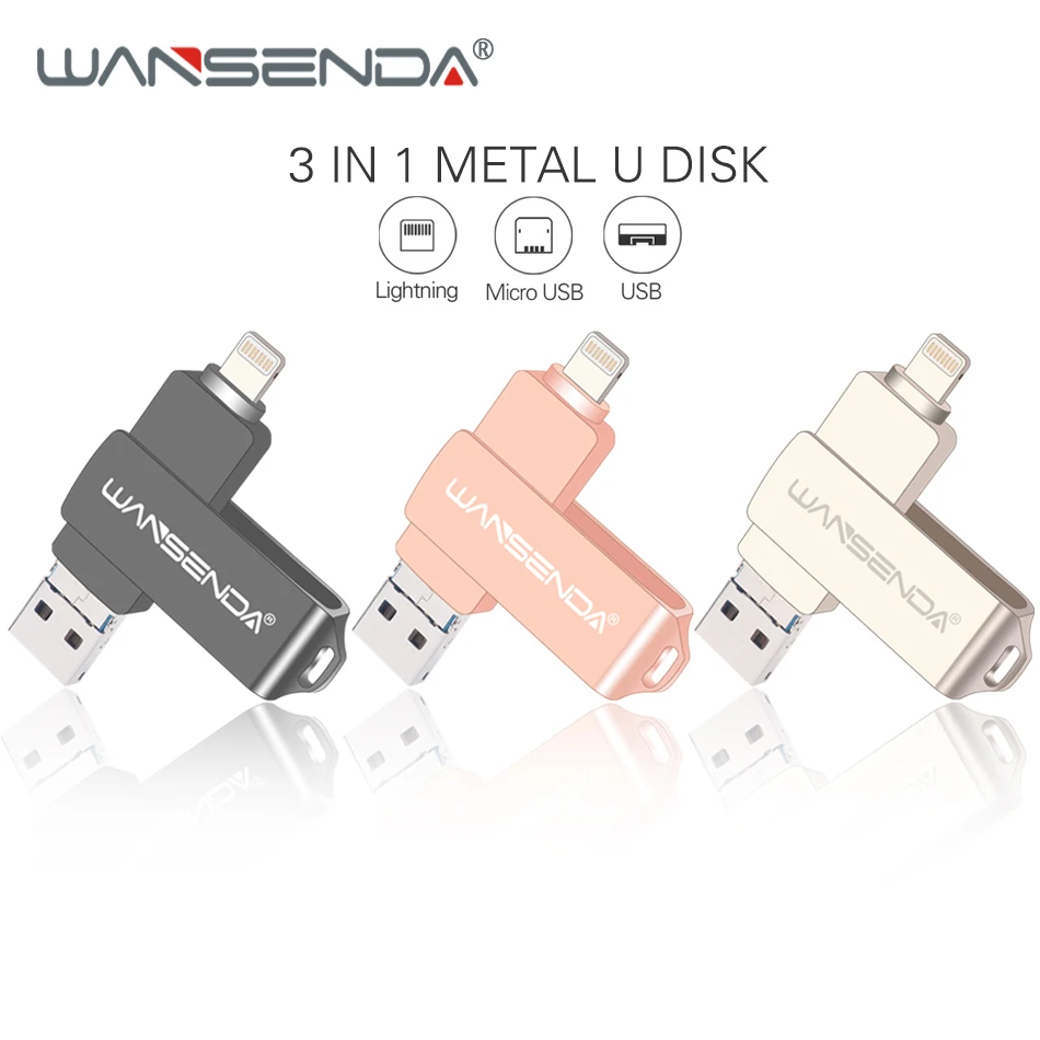 WANSENDA OTG USB 3,0 Usb палка Флешка флешки для iPhone XS MAX/XR/X/8 ручка привода 8 ГБ 16 ГБ 32 ГБ 64 ГБ Флешка ГБ iOS 128