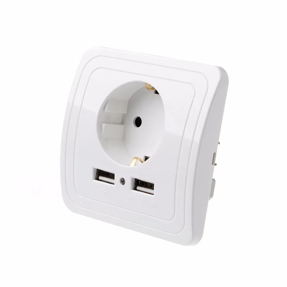 

Dual USB Port 5V 2A Electric Wall Charger Adapter EU Plug Socket Switch Power Charging Outlet 3 Colors