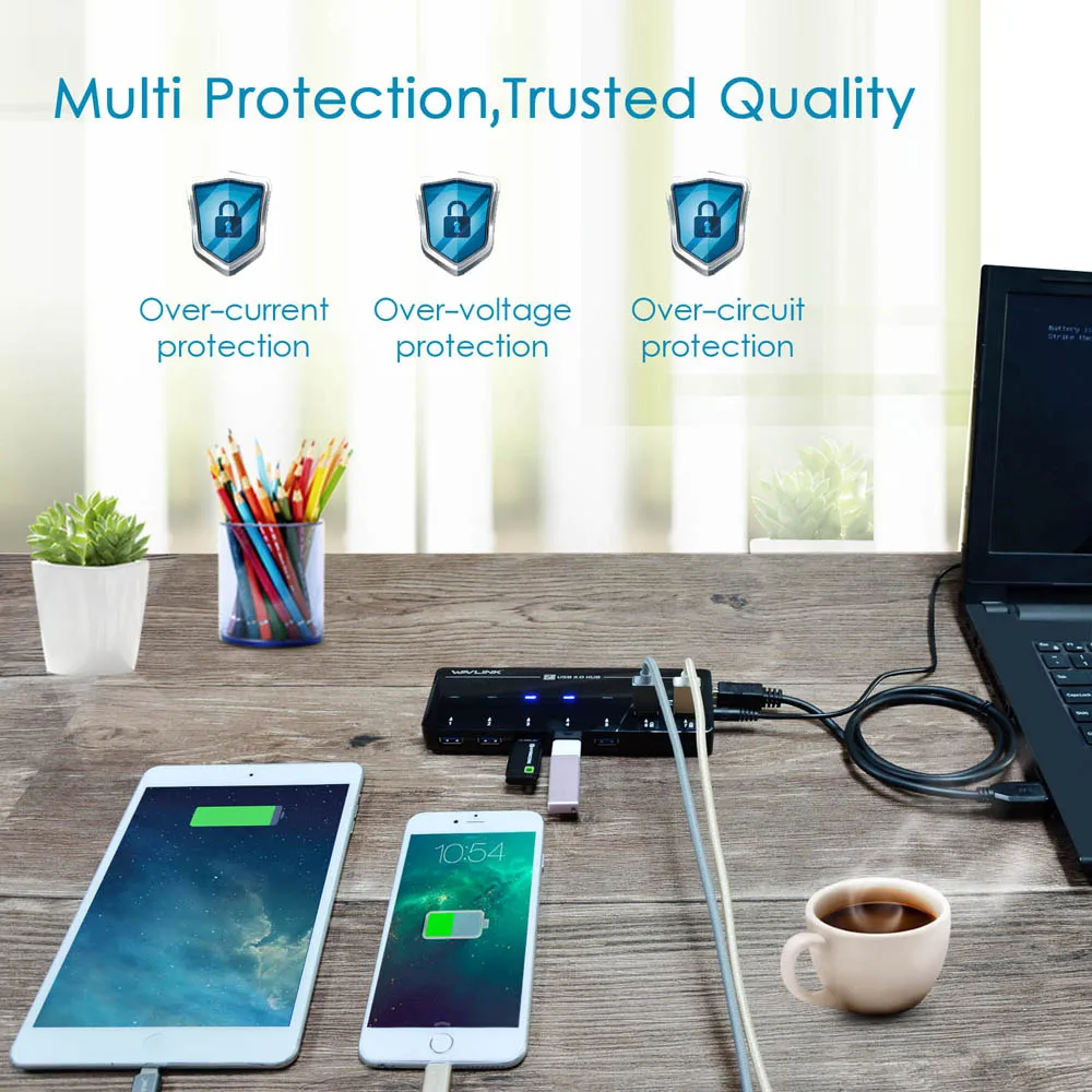 Сверхскоростной разветвитель USB 3 0 Wavlink для быстрой зарядки 5 Гбит/с 7/10 портов с