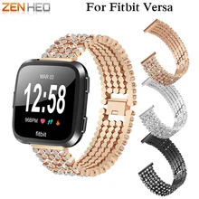 ZENHEO для Fitbit Versa Смарт-часы ремешок часы с ремешком-браслетом ремешок со стразами сплав кристалл замена Браслет ремешок