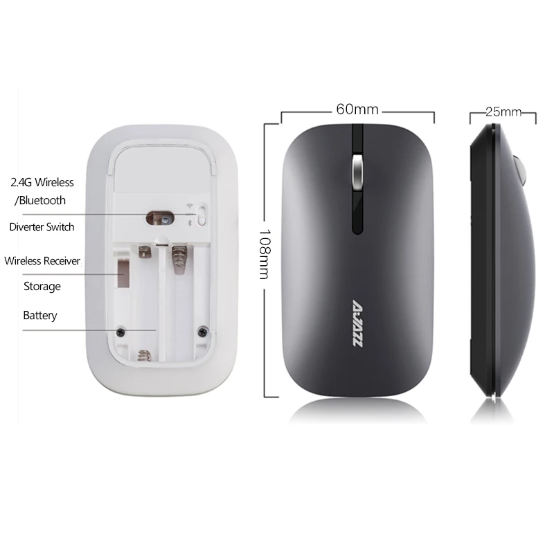 Ajazz I25T Bluetooth/2,4G Двухрежимная беспроводная мышь Бесшумная энергосберегающая беспроводная мышь для геймера и офиса