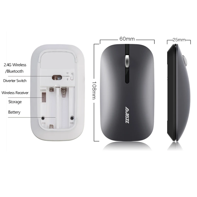 Ajazz I25T mouse bluetooth  2.4G dual mode gaming mouse wireless mouse silent mute thin energy-saving gamer computer mouse (2)