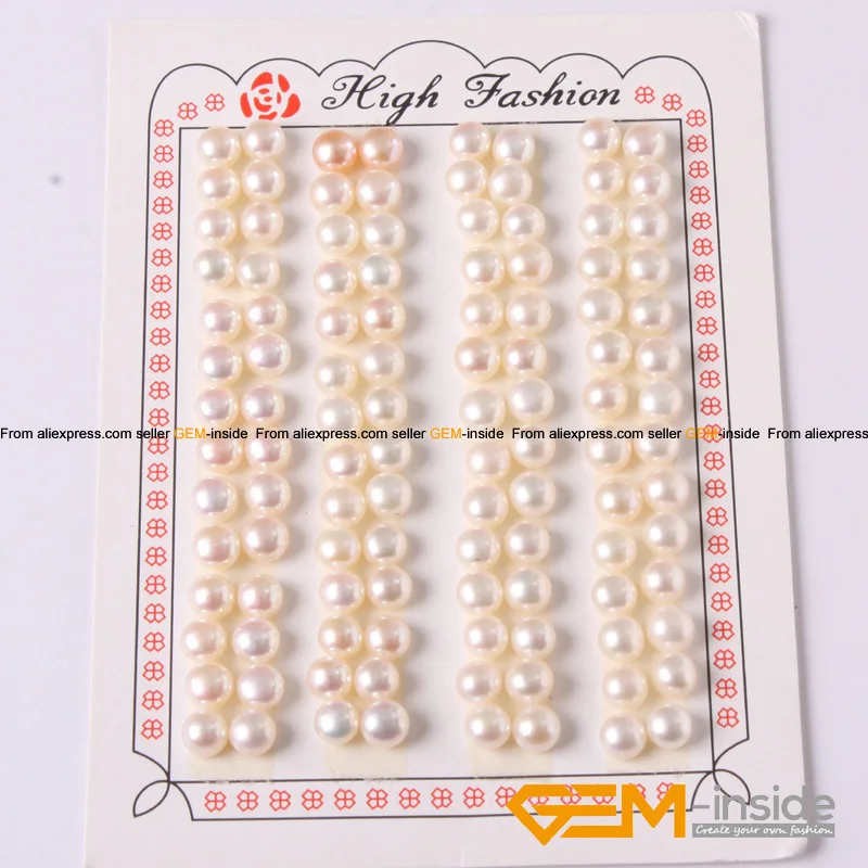 

6mm genuine pearl beads half drilling earrings 56 Pairs button shape for earring making pearl beads.