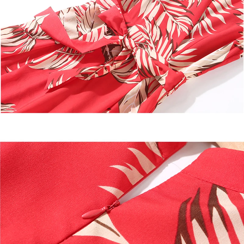 2019 New Summer Women Pants Temperament Casual Chiffon Printing Loose Drawstring Wide Leg Pants Fake Two Wide-legged Jumpsuit 2019 New Summer Women Pants Temperament Casual Chiffon Printing Loose Drawstring Wide Leg Pants Fake Two Wide-legged Jumpsuit