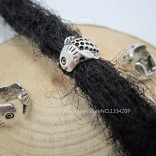 10 шт./лот тибетская серебристая рыба волосы коса страшный дредлок бусины кольца трубка около 7,5 мм отверстие для плетения аксессуары для наращивания