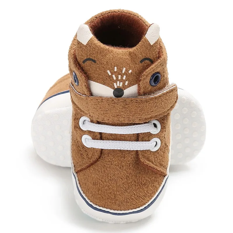 Winter Autumn Baby Warm Shoes Kid Boys Girls Fox Head Lace Cotton Cloth First Walker Anti-slip Soft Sole Toddler Sneaker
