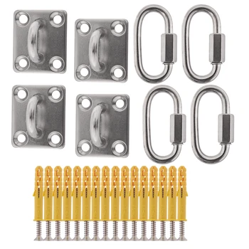 

3pcs Square Shade Sail Hardware Kit M5 Pad Eyes Quick Link Chain Carabiner self-tapping Screws Sunsail Installation Tighten