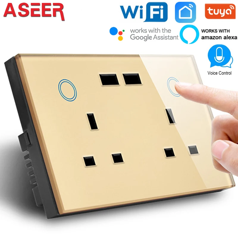 ASEER UK 13A кухонные розетки двойная USB Розетка WIFI интеллектуальная розетка с usb 2 0