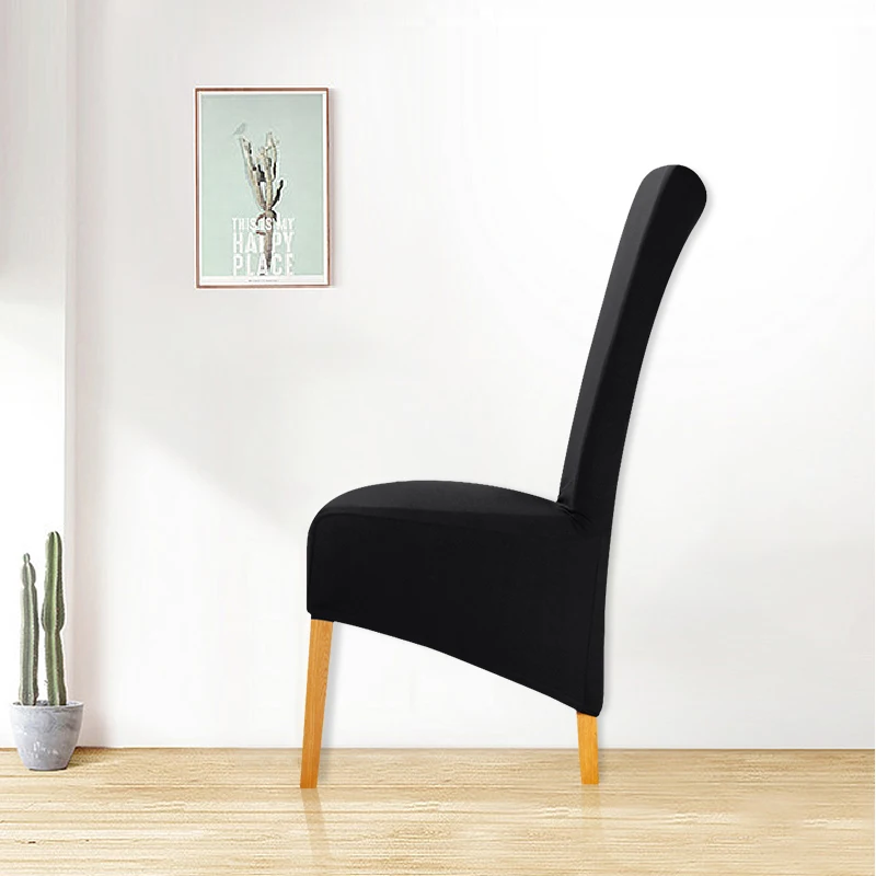 L Размер Длинная спинка спандекс ткань чехлы для стульев украшения Большой размер чехлы для стульев ресторан отель вечерние банкетные чехлы для стульев - Цвет: Черный
