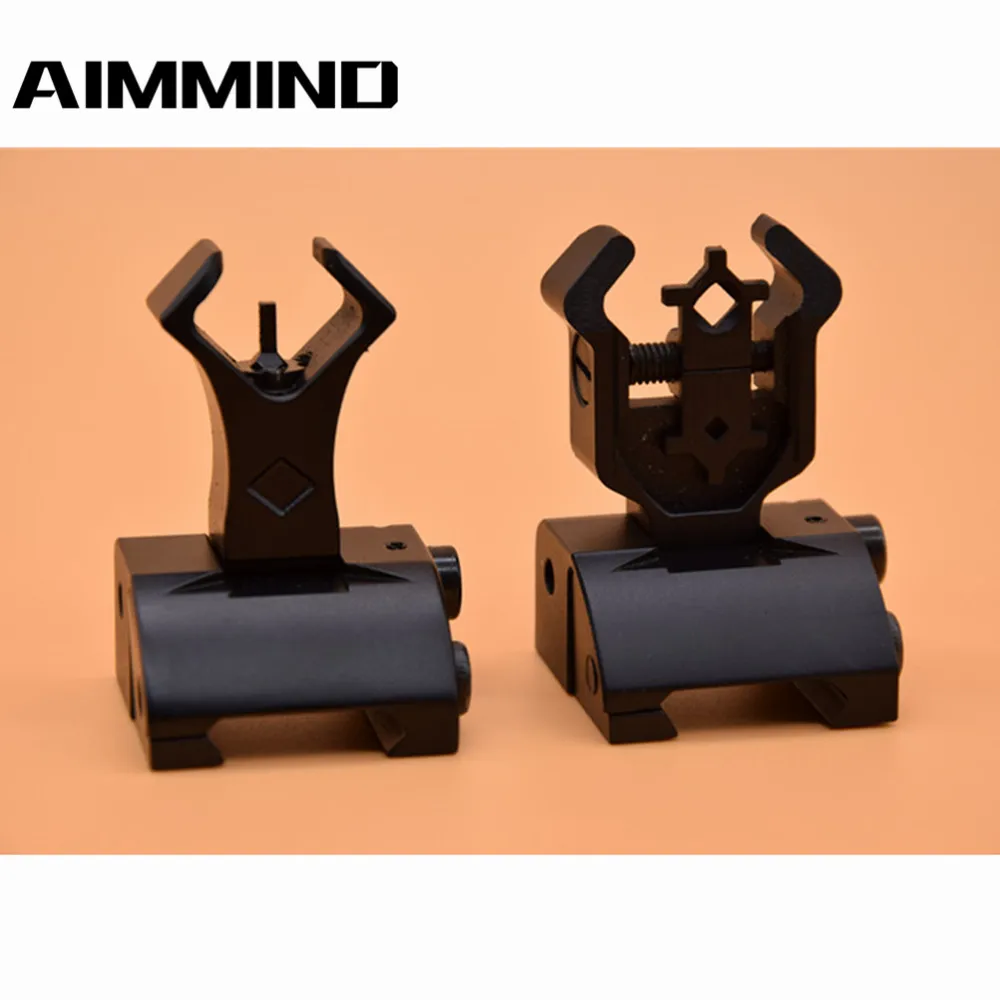

Premium Tactical Diamond Aperture Flip Up Front Rear Iron Sights Set Black for Drop-In Free-Floating Handguards Picatinny Rail